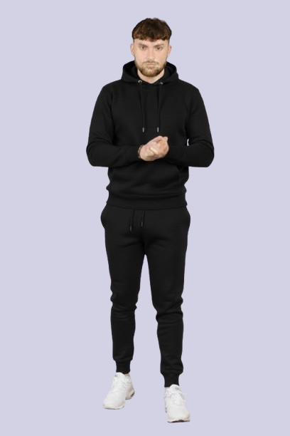 SKM Men's Plain Pullover Hoodie tracksuit set