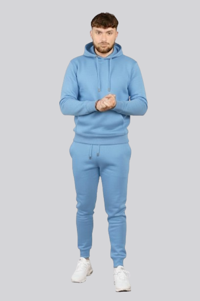 SKM Men's Plain Pullover Hoodie tracksuit set