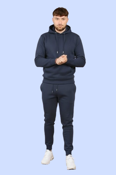 SKM Men's Plain Pullover Hoodie tracksuit set